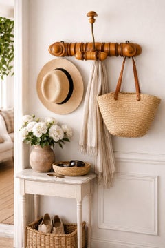 Antique French Faux Bamboo Coat & Hat Rack