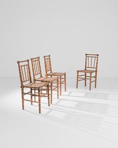 Antique French Faux Bamboo Dining Chairs, Set of Four