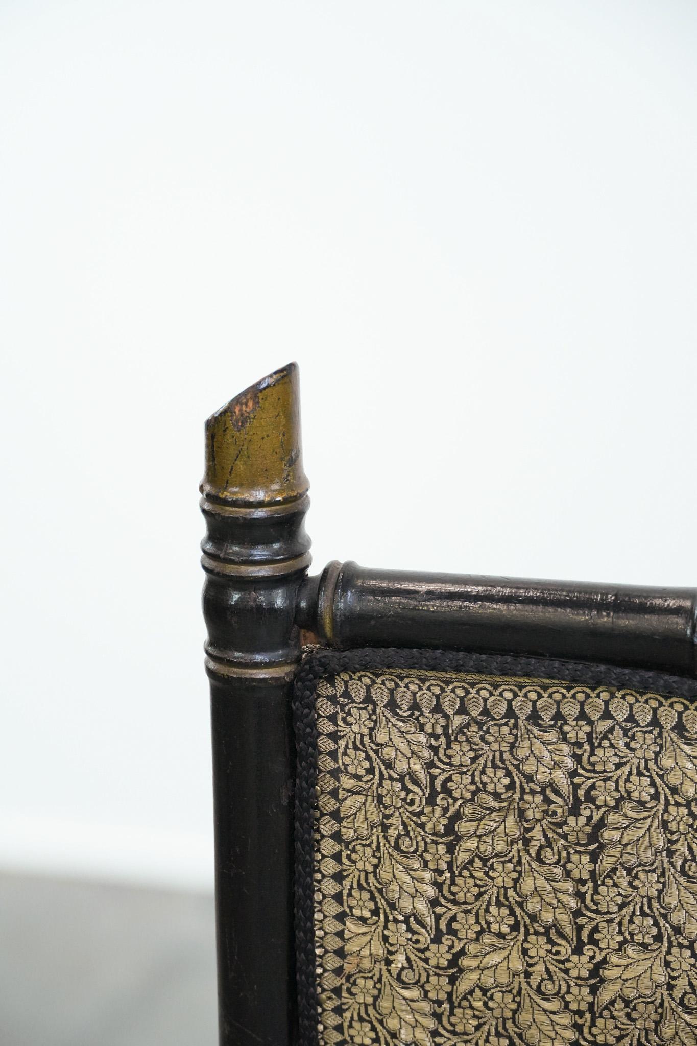 Finto bambù Parafuoco francese antico in finto bambù con tessuto di lusso in vendita