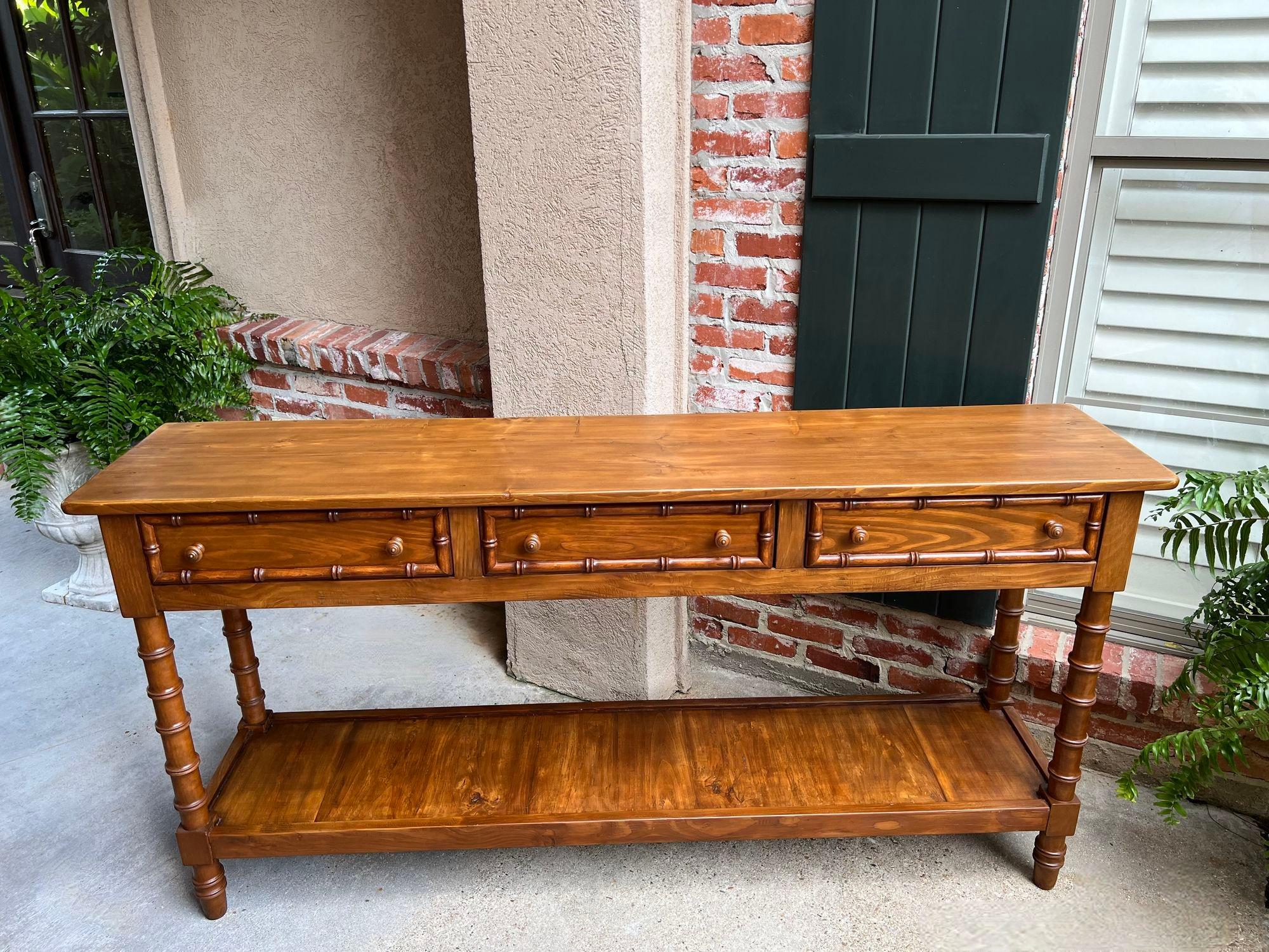 Antique French Faux Bamboo Hall Console Table 6 ft Regency Sofa Table 7