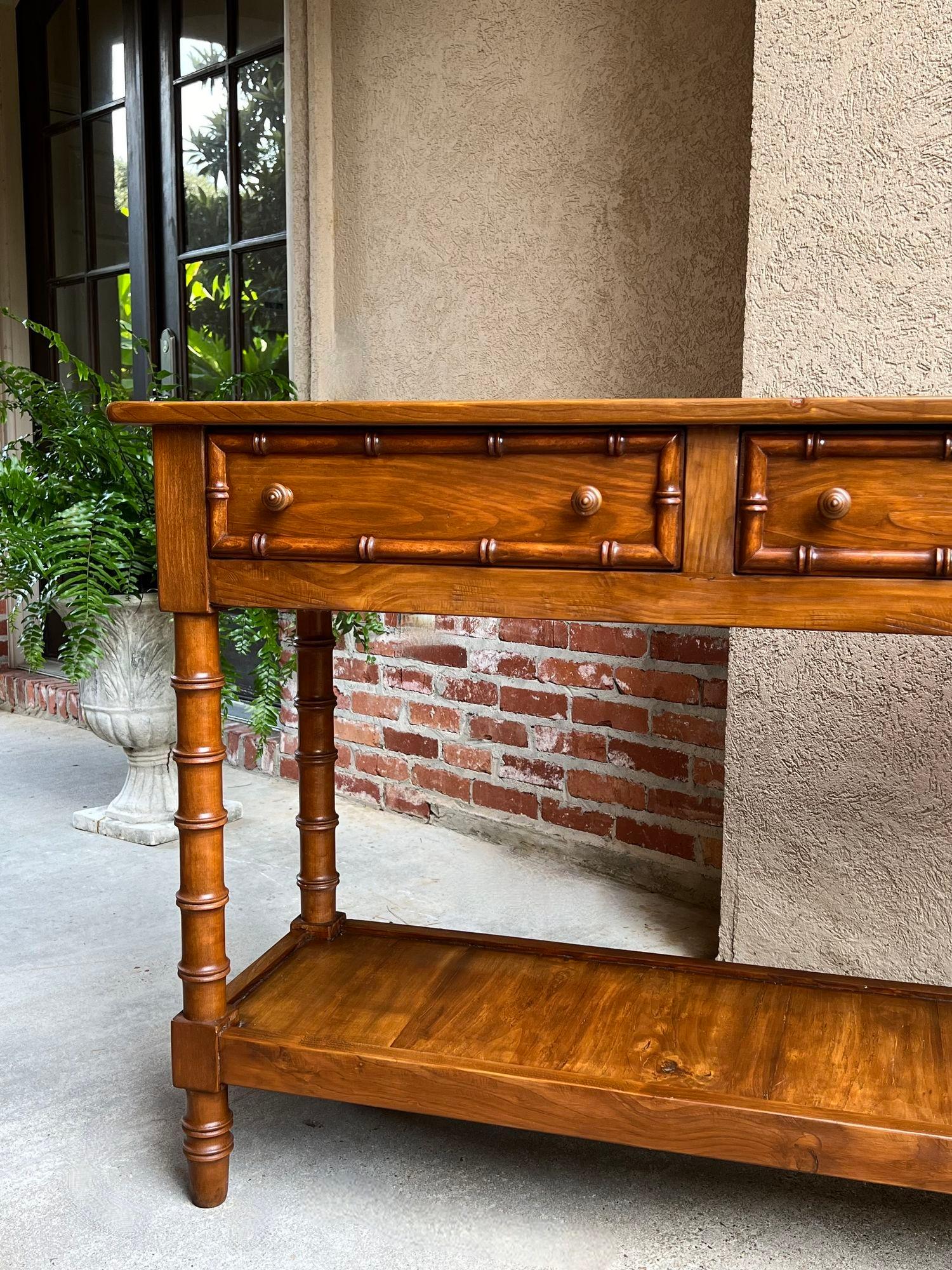 Antique French Faux Bamboo Hall Console Table 6 ft Regency Sofa Table 8
