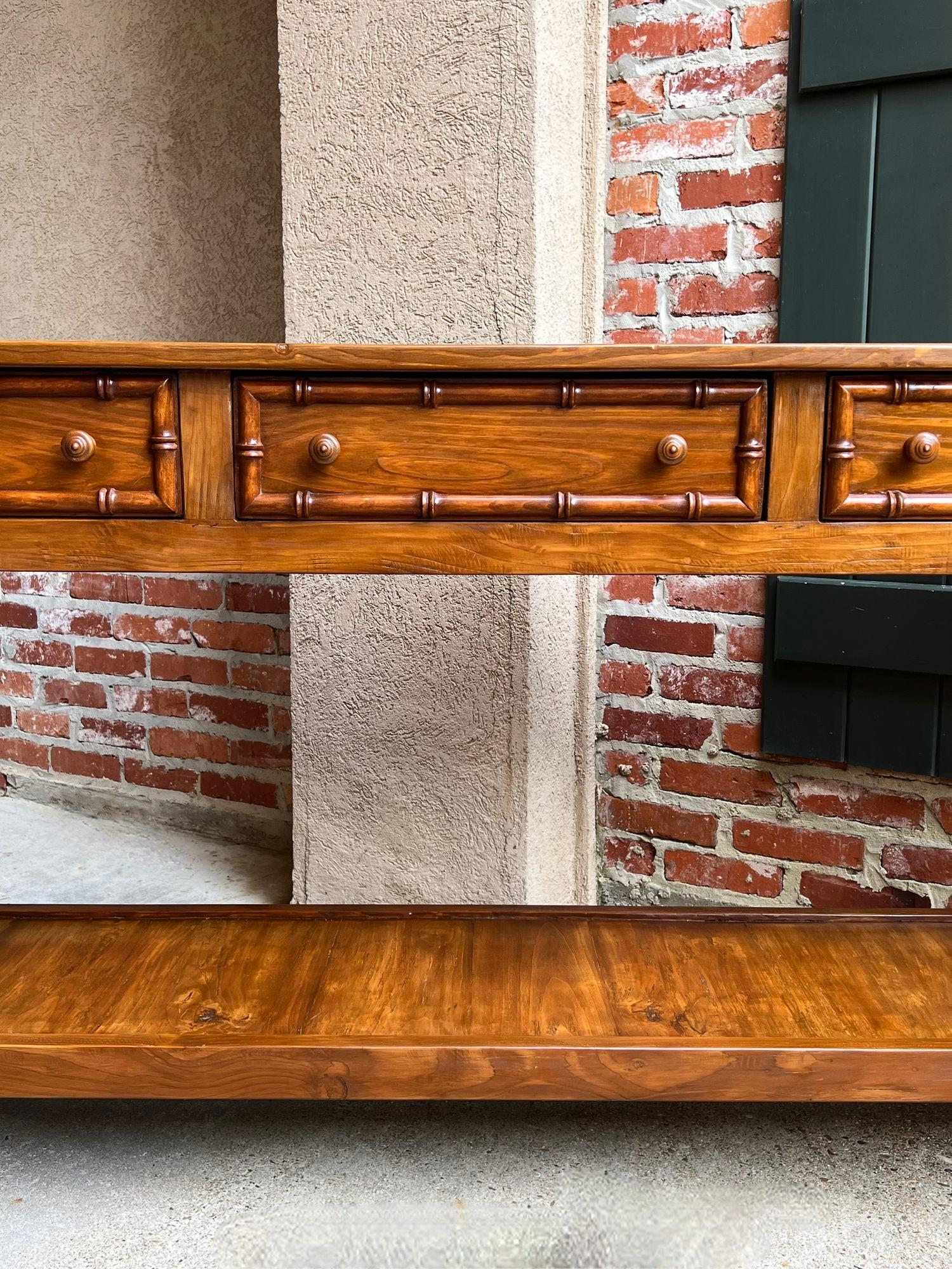 Antique French Faux Bamboo Hall Console Table 6 ft Regency Sofa Table 9