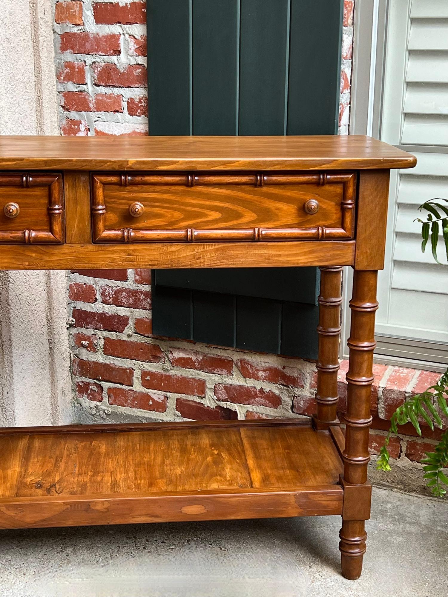 Antique French Faux Bamboo Hall Console Table 6 ft Regency Sofa Table 10