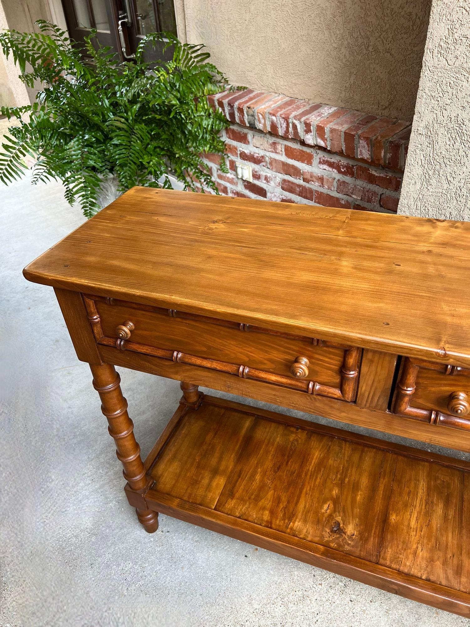 Antique French Faux Bamboo Hall Console Table 6 ft Regency Sofa Table 11