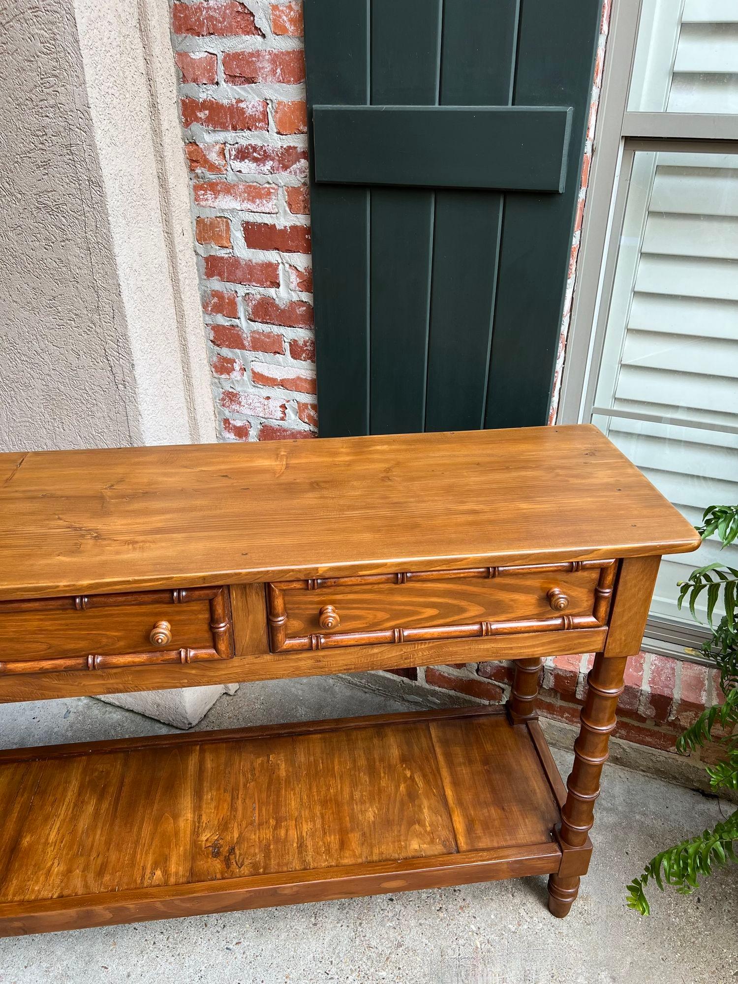 Antique French Faux Bamboo Hall Console Table 6 ft Regency Sofa Table 12