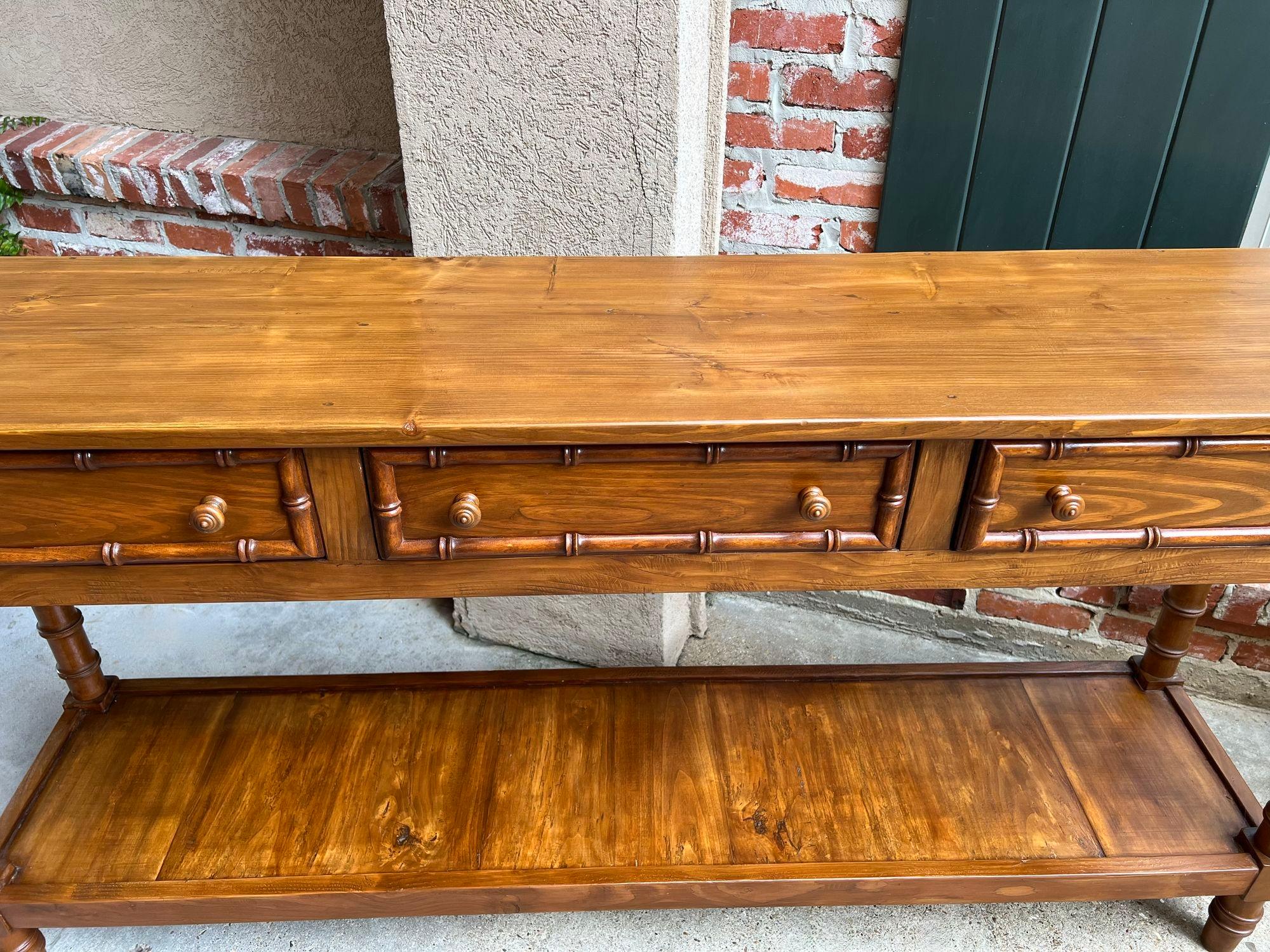 Antique French Faux Bamboo Hall Console Table 6 ft Regency Sofa Table 13