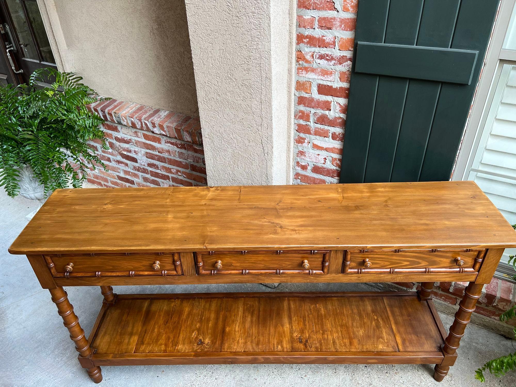 Early 20th Century Antique French Faux Bamboo Hall Console Table 6 ft Regency Sofa Table