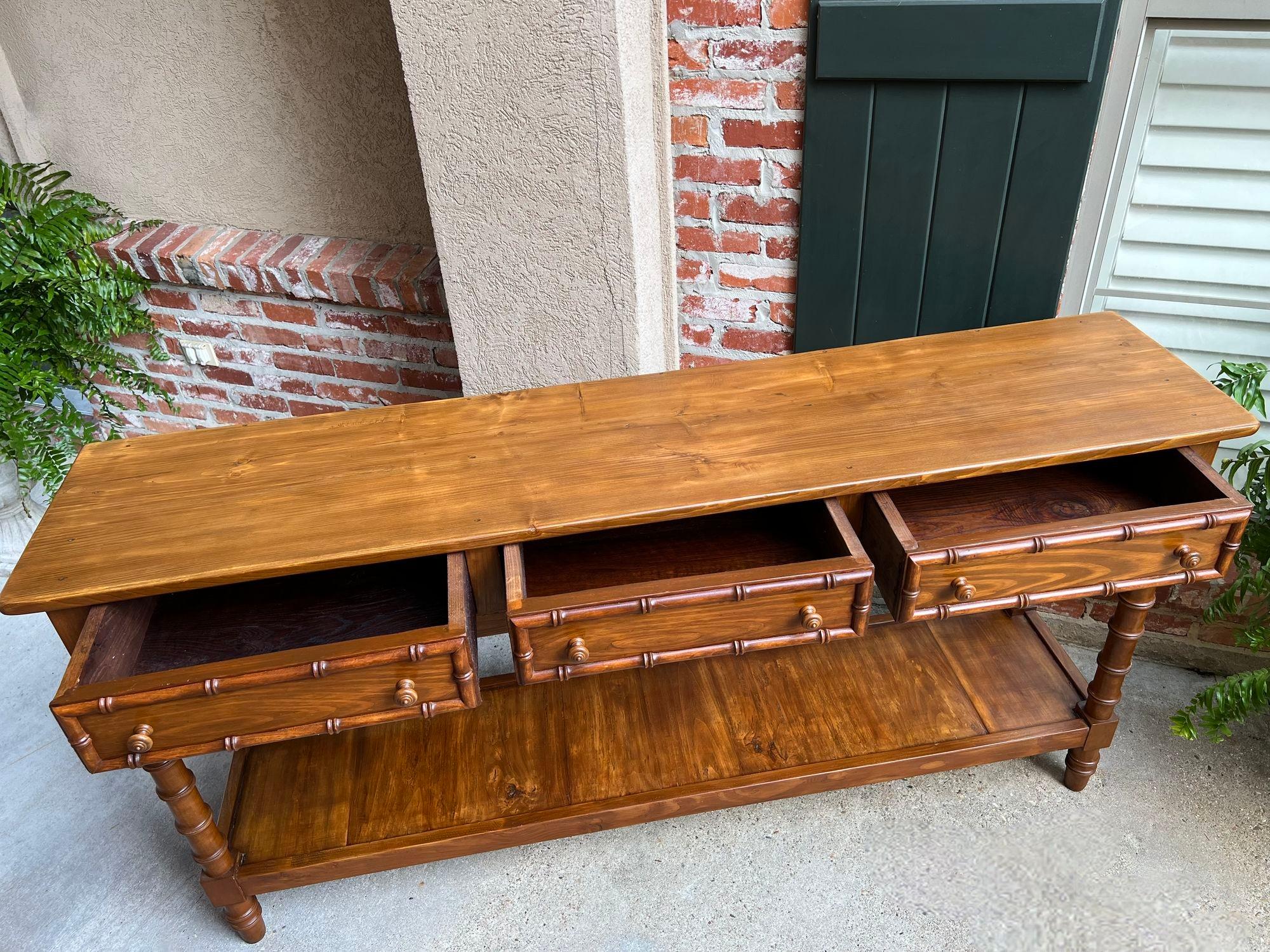 Antique French Faux Bamboo Hall Console Table 6 ft Regency Sofa Table 1