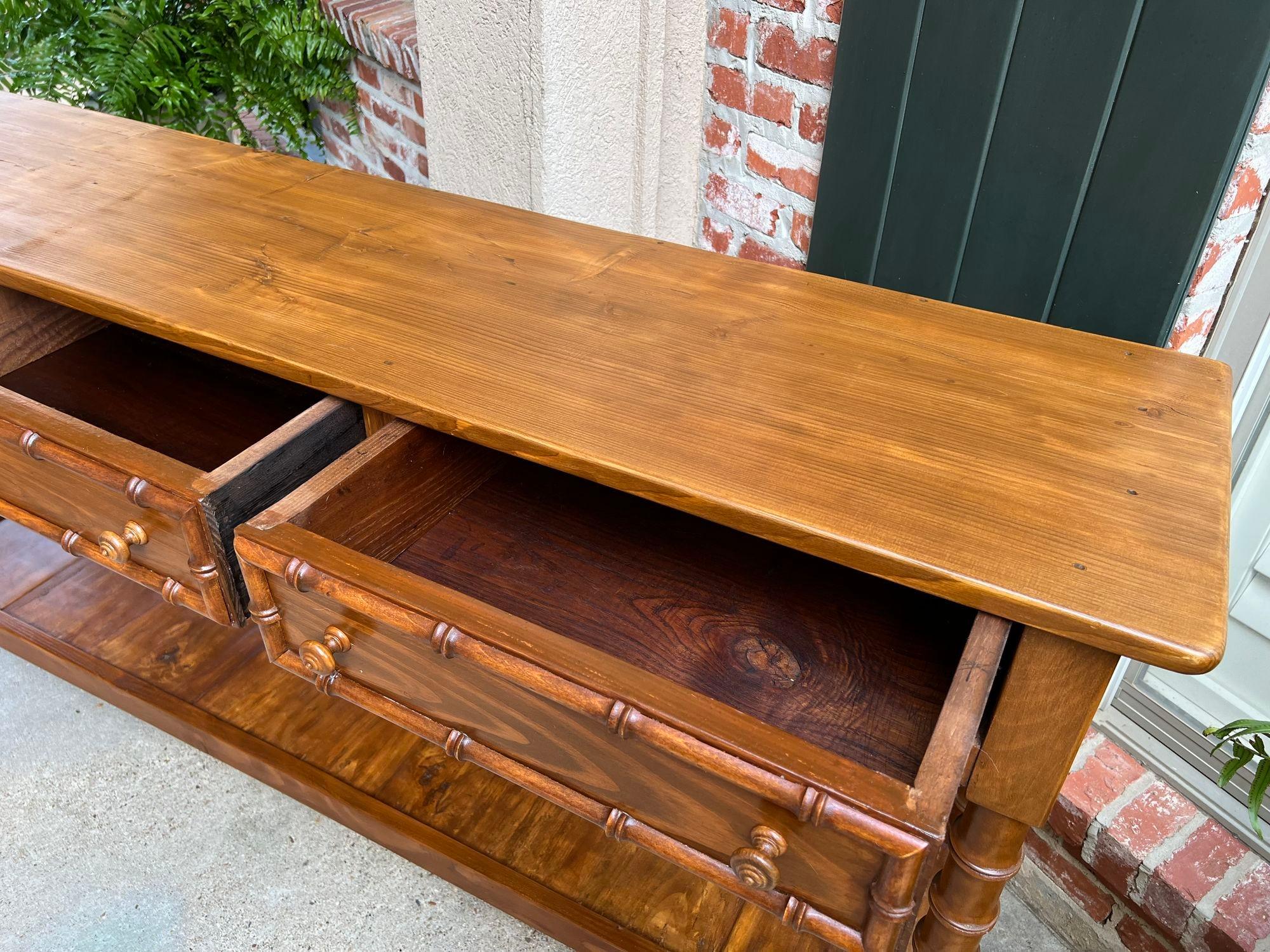 Antique French Faux Bamboo Hall Console Table 6 ft Regency Sofa Table 2