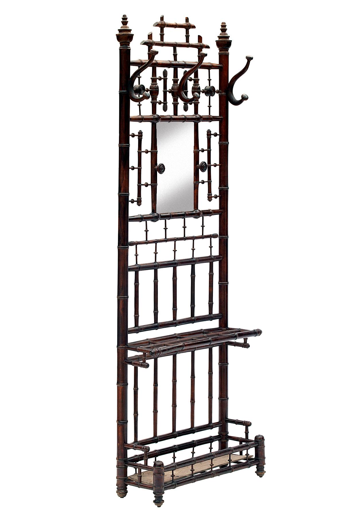 Antique French Faux Bamboo Hall Stand circa 1880 For Sale