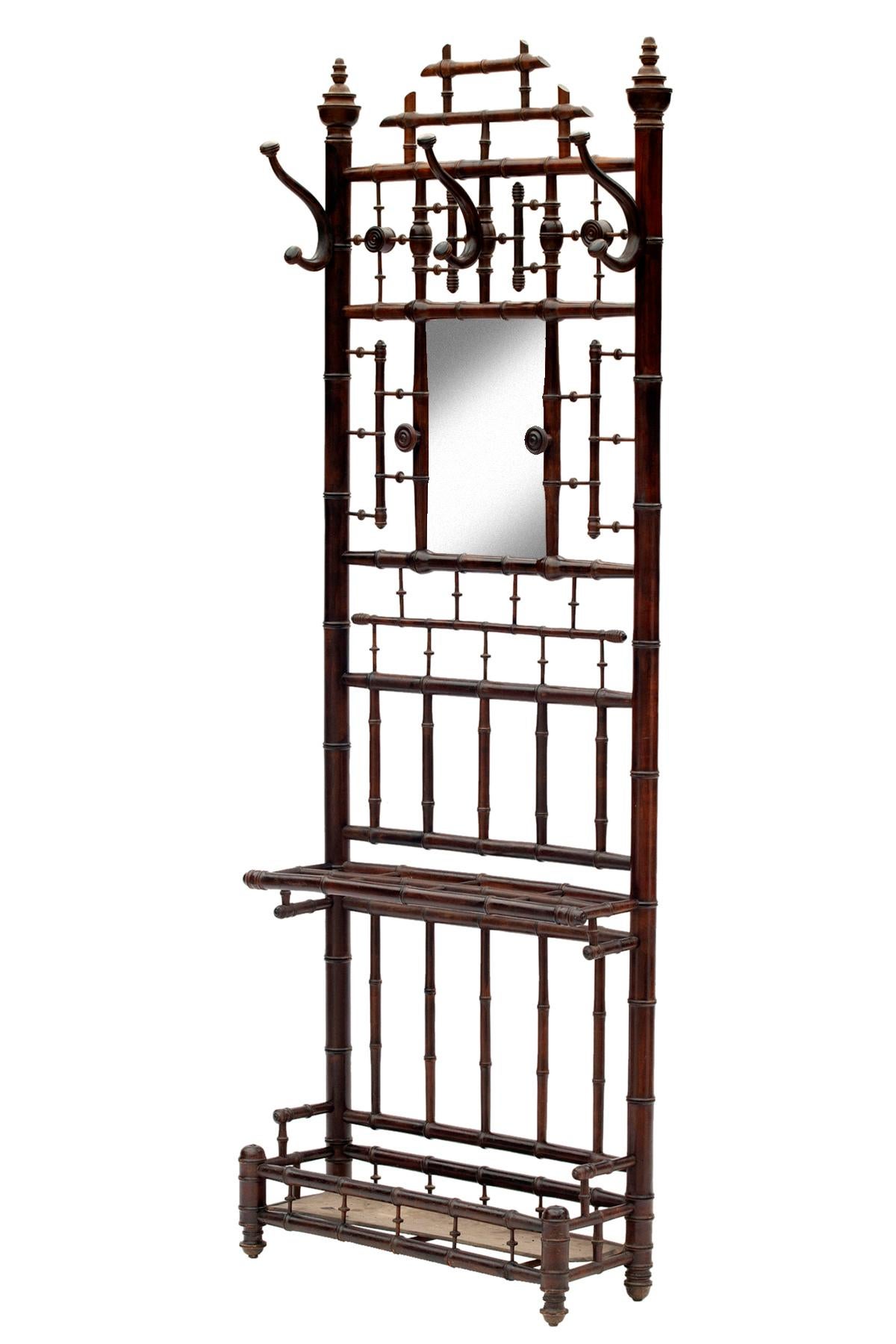 Arts and Crafts Antique French Faux Bamboo Hall Stand circa 1880 For Sale