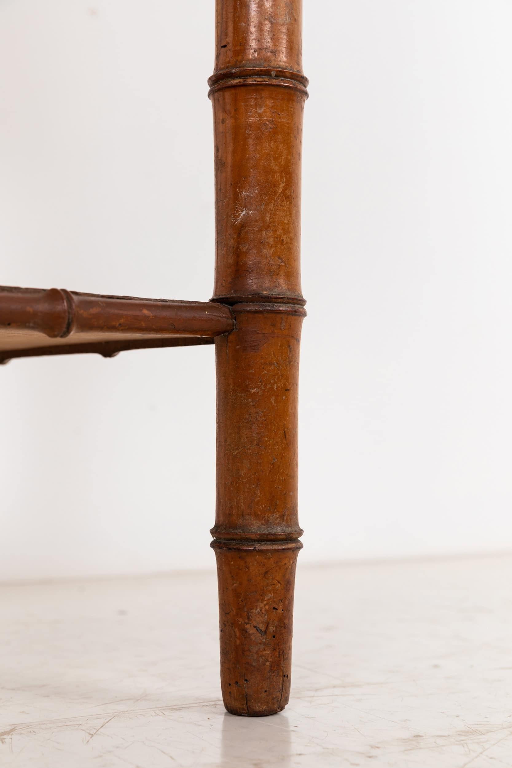 Inglese Antique French Faux Bamboo & Marble Side Table, C.I.C. in vendita