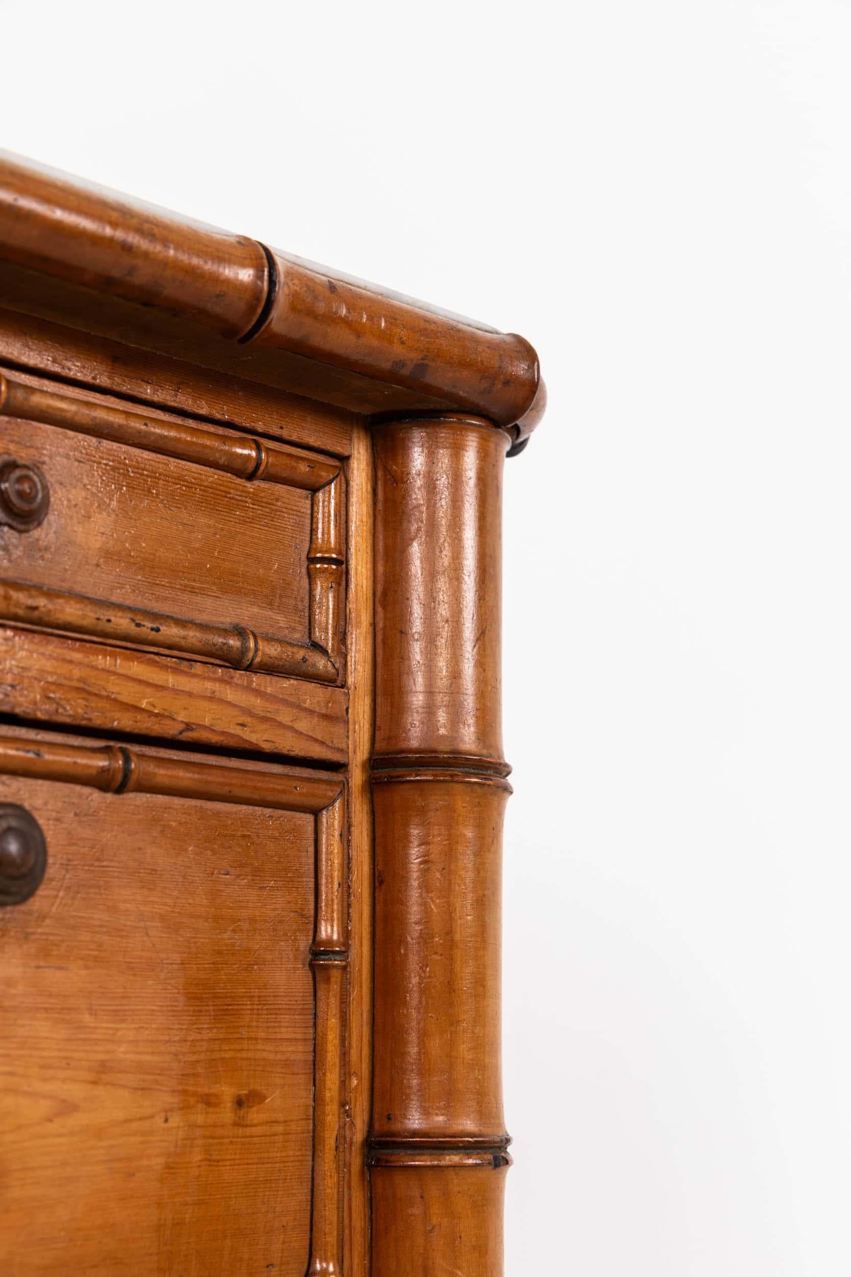 Antique French Faux Bamboo & Marble Side Table, C.I.C. In condizioni discrete in vendita a London, GB