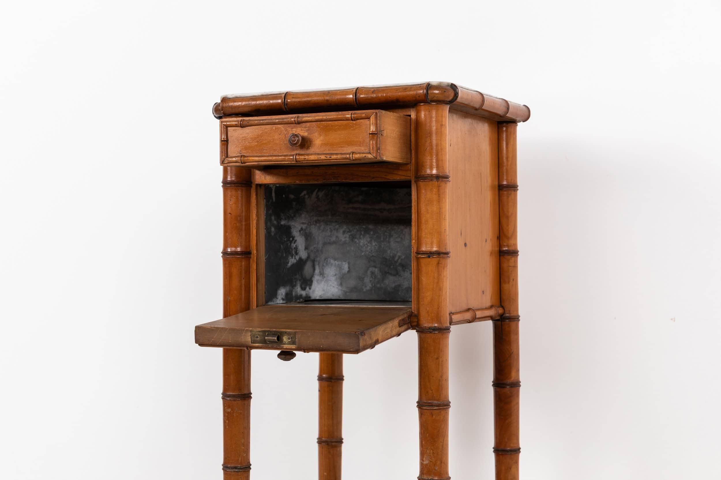 Antique French Faux Bamboo & Marble Side Table, C.I.C. in vendita 1
