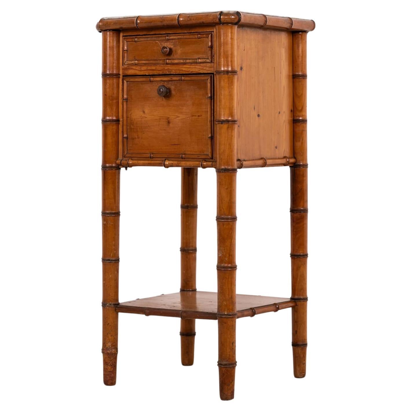 Antique French Faux Bamboo & Marble Side Table, C.I.C. in vendita