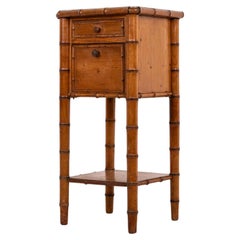 Antique French Faux Bamboo & Marble Side Table, C.I.C.