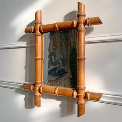 Antique French Faux Bamboo Mirror