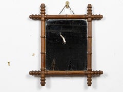 Antique French Faux Bamboo Turned Walnut Wall Mirror, CIRCA 1900