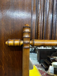 Antique French Faux Bamboo Wall Mirror, hand-sculpted wood frame