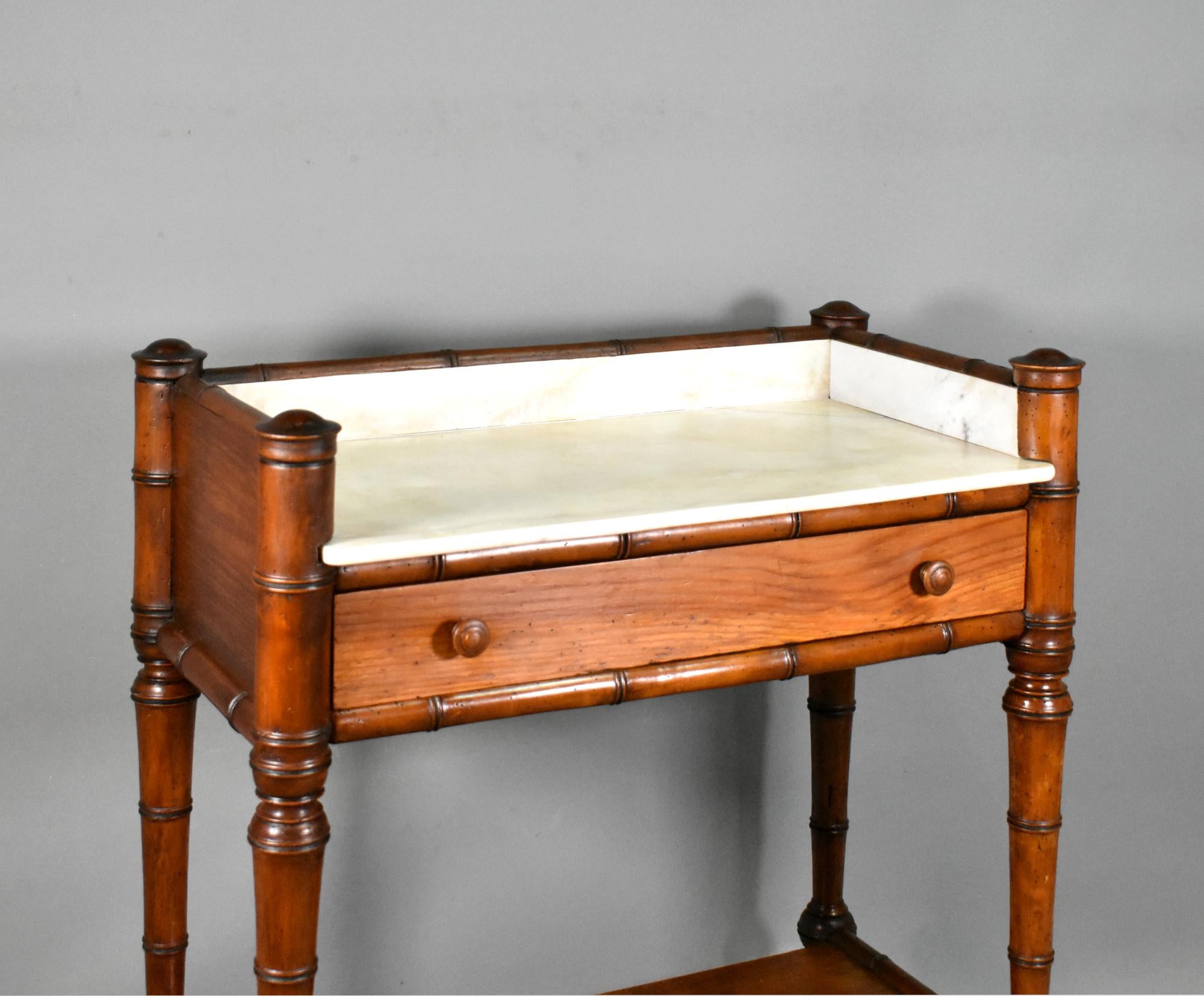 Polished Antique French Faux Bamboo Washstand