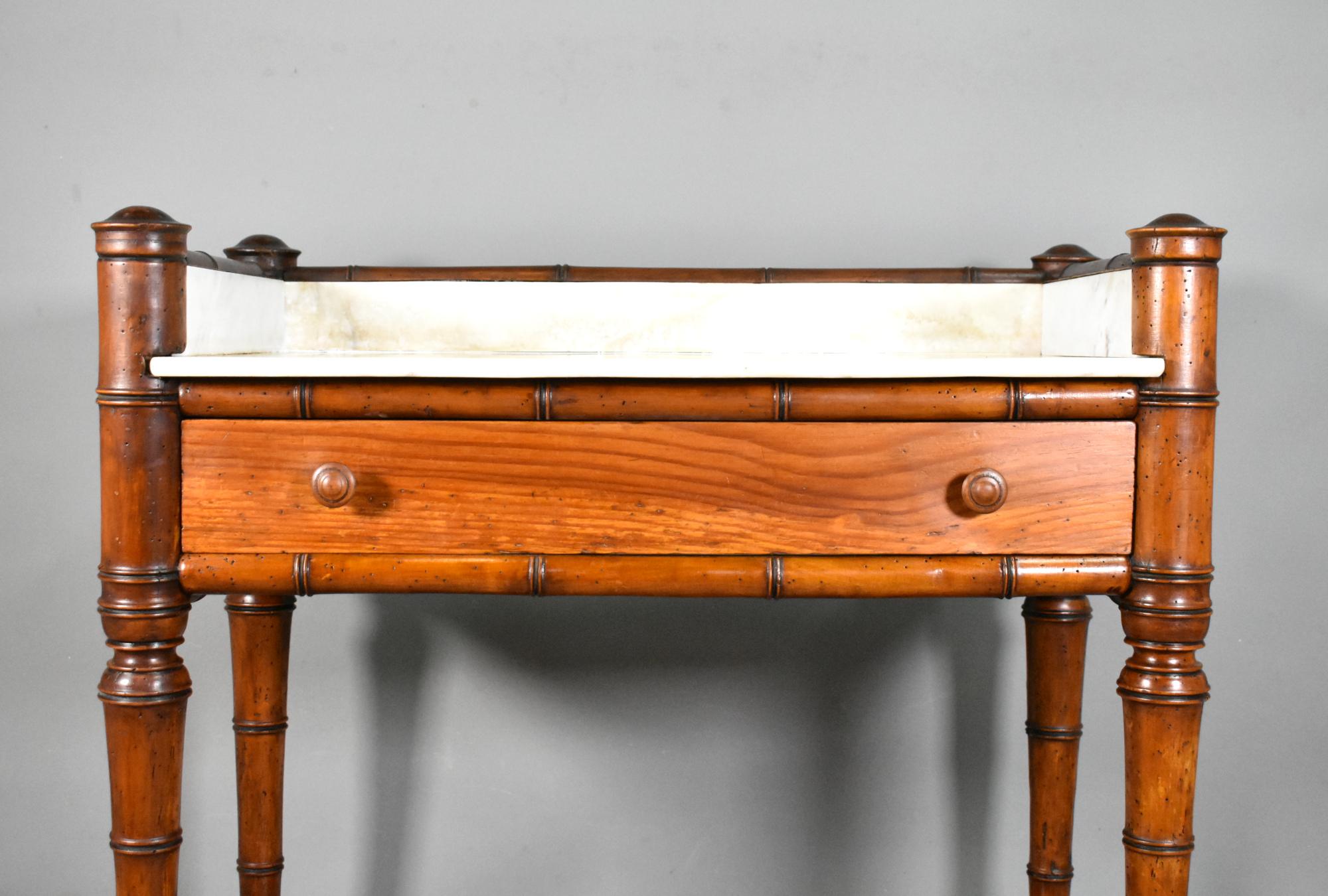19th Century Antique French Faux Bamboo Washstand