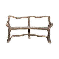 Antique French Faux Bois Bench