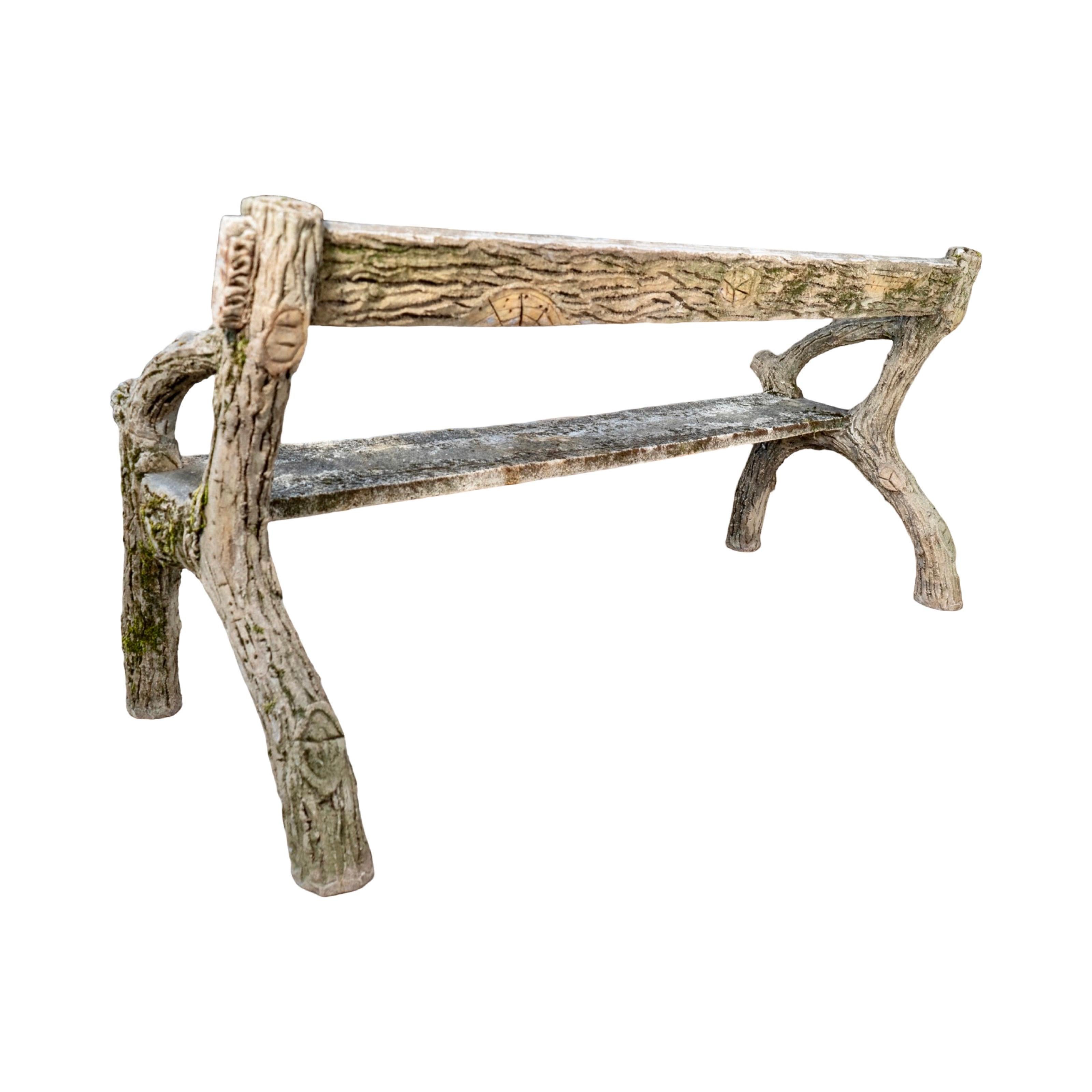 Antique French Faux Bois Bank (20. Jahrhundert) im Angebot