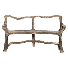 Antique French Faux Bois Bench