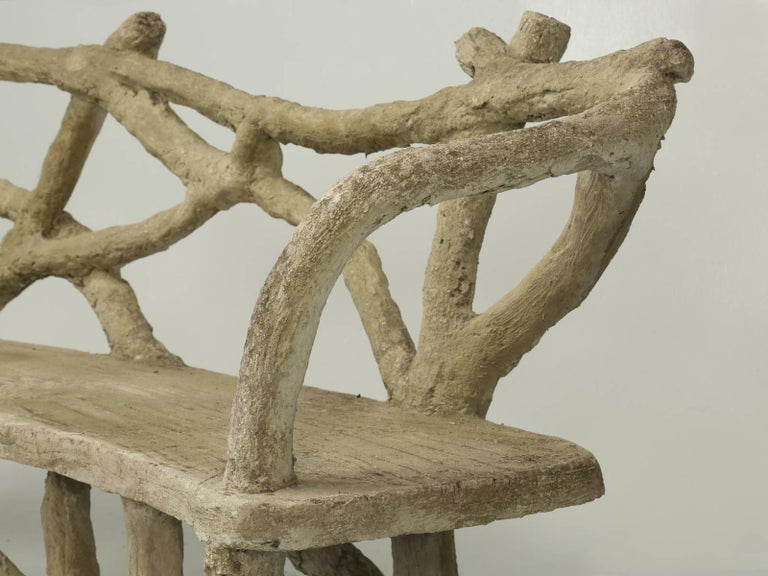 Antique French Faux Bois or Concrete Bench Attributed to Edouard Redont