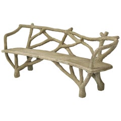 Antique French Faux Bois or Concrete Bench Attributed to Edouard Redont