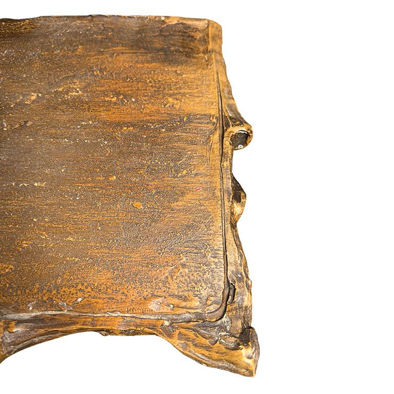 Classico americano Antique French Faux Bois Wall Console Shelf - Rustic Trompe-l'œil Wood Design in vendita