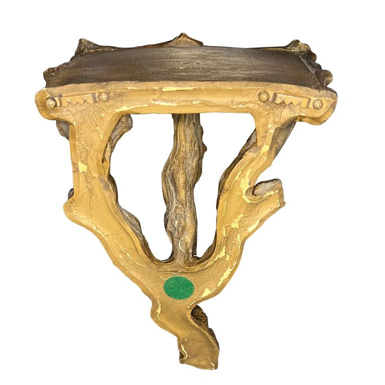 Americano Antique French Faux Bois Wall Console Shelf - Rustic Trompe-l'œil Wood Design in vendita