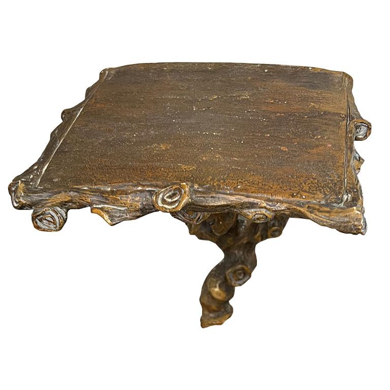 Antique French Faux Bois Wall Console Shelf - Rustic Trompe-l'œil Wood Design in vendita 1