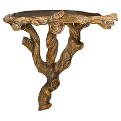 Antike Französisch Faux Bois Wandkonsole Regal - Rustikale Trompe-l'œil Wood Design