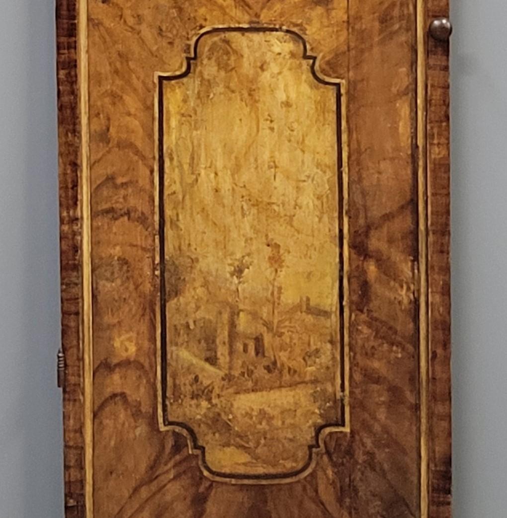Art Nouveau Antique French Faux Grain Painted Pine Pantry Door with Landscape Scenes in vendita