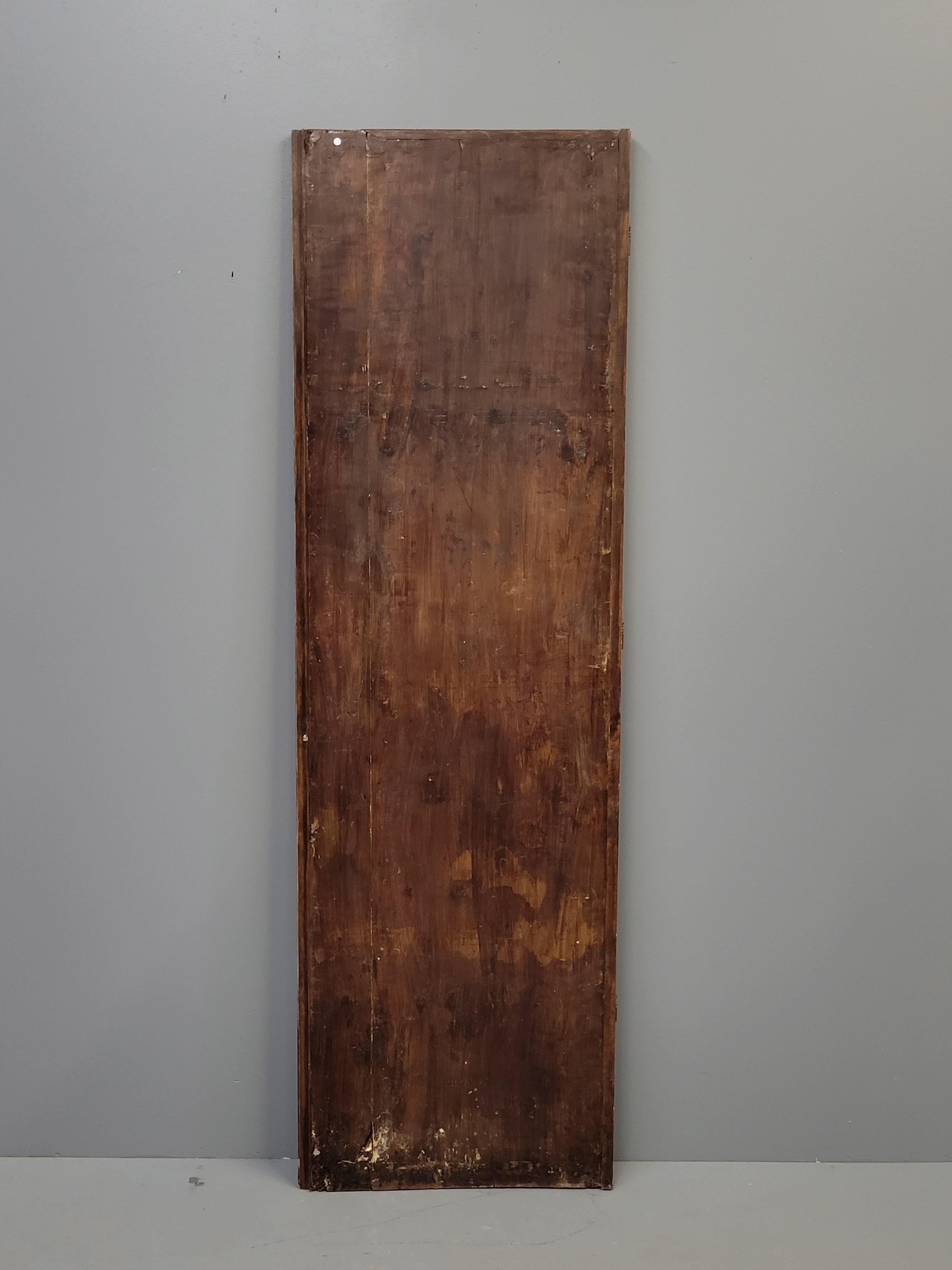XX secolo Antique French Faux Grain Painted Pine Pantry Door with Landscape Scenes in vendita