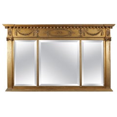 Miroir trilatéral en bois doré ancien français fédéral néoclassique