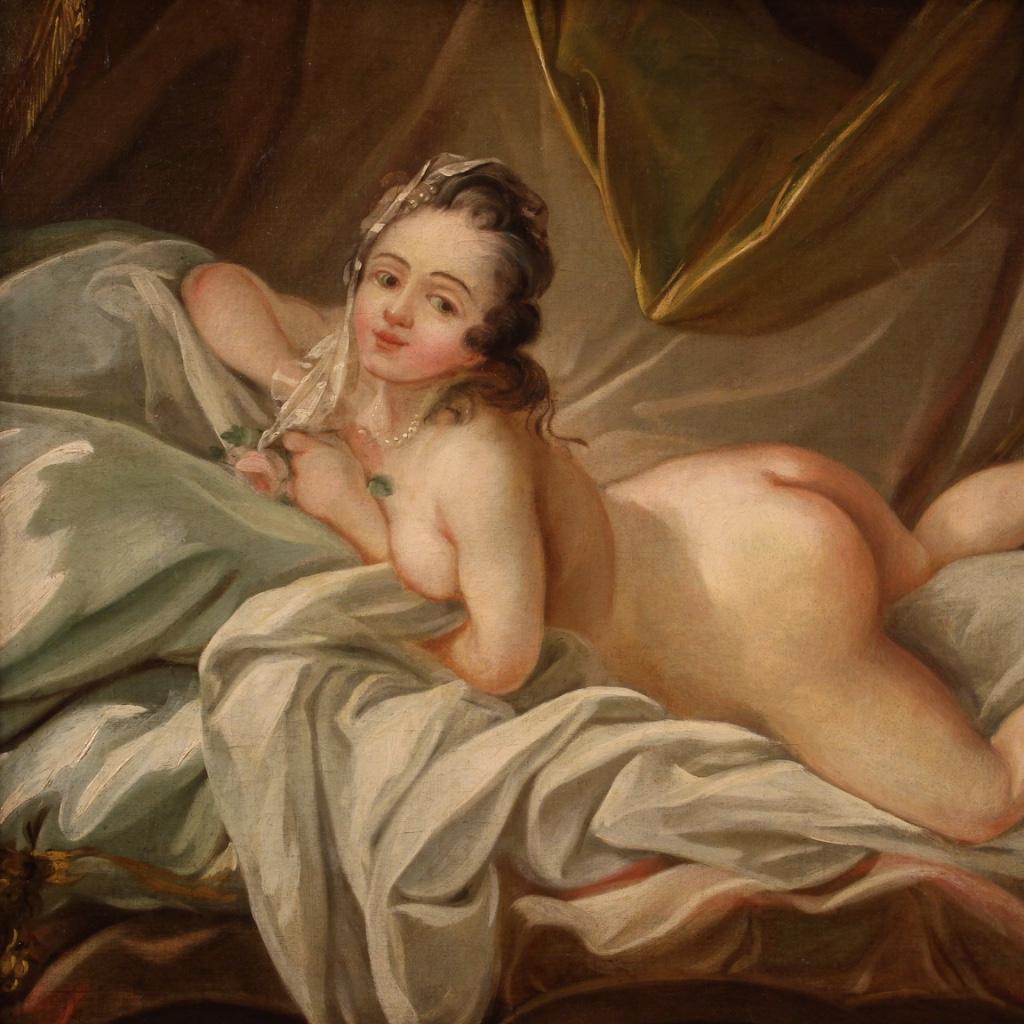 Antique French Female Nude Painting from the 19th Century In Good Condition For Sale In London, GB