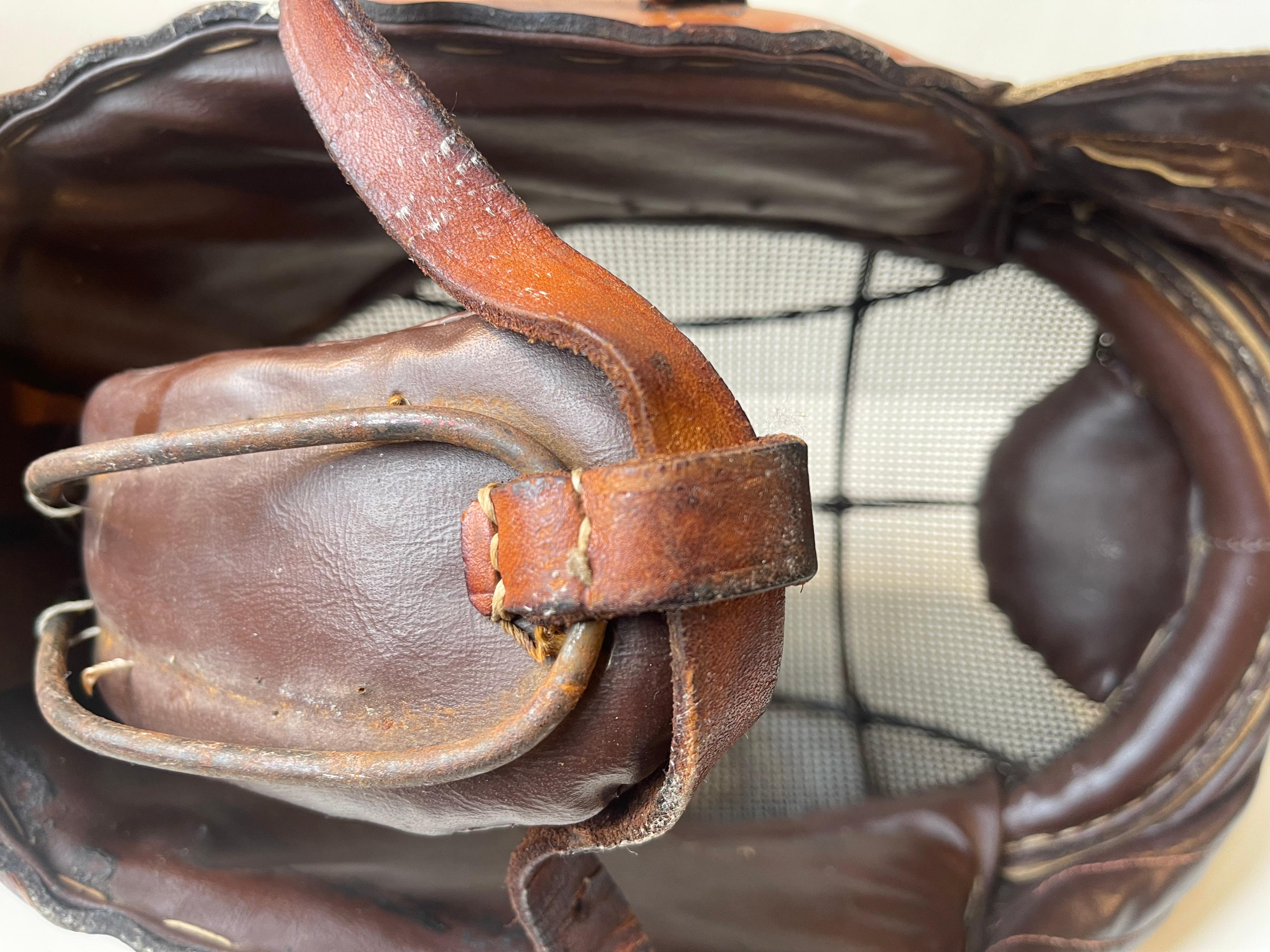 Antique French Fencing Mask in Leather & Steel For Sale 5