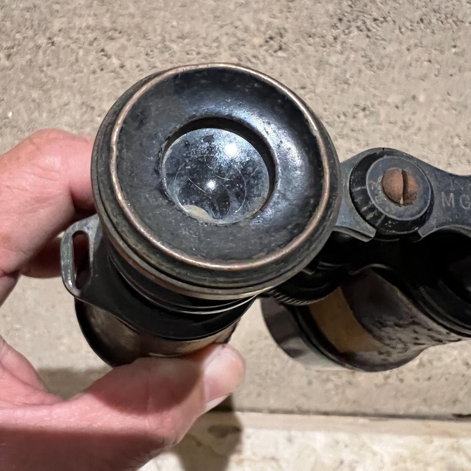 Antique French Field Binoculars Brass Leather Wrap Le Maire For Sale 7