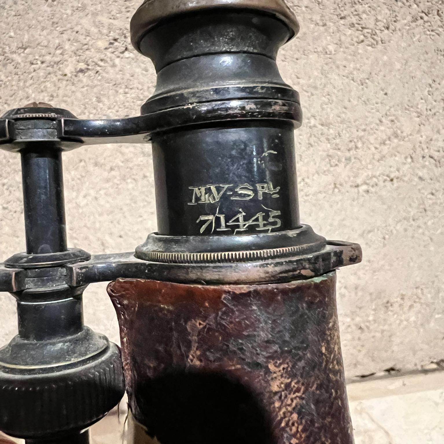 Antique French Field Binoculars Brass Leather Wrap Le Maire For Sale 8