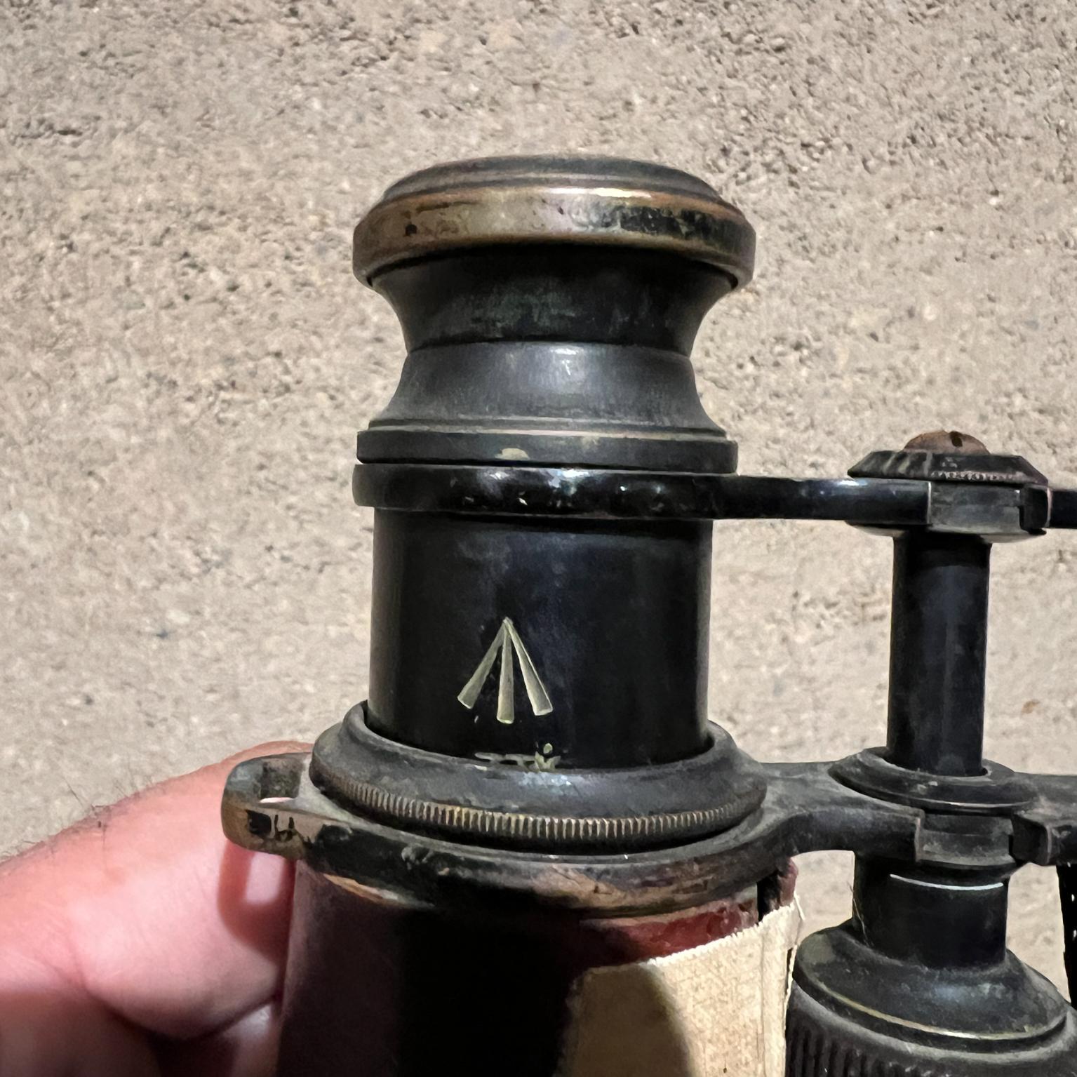 Antique French Field Binoculars Brass Leather Wrap Le Maire For Sale 9