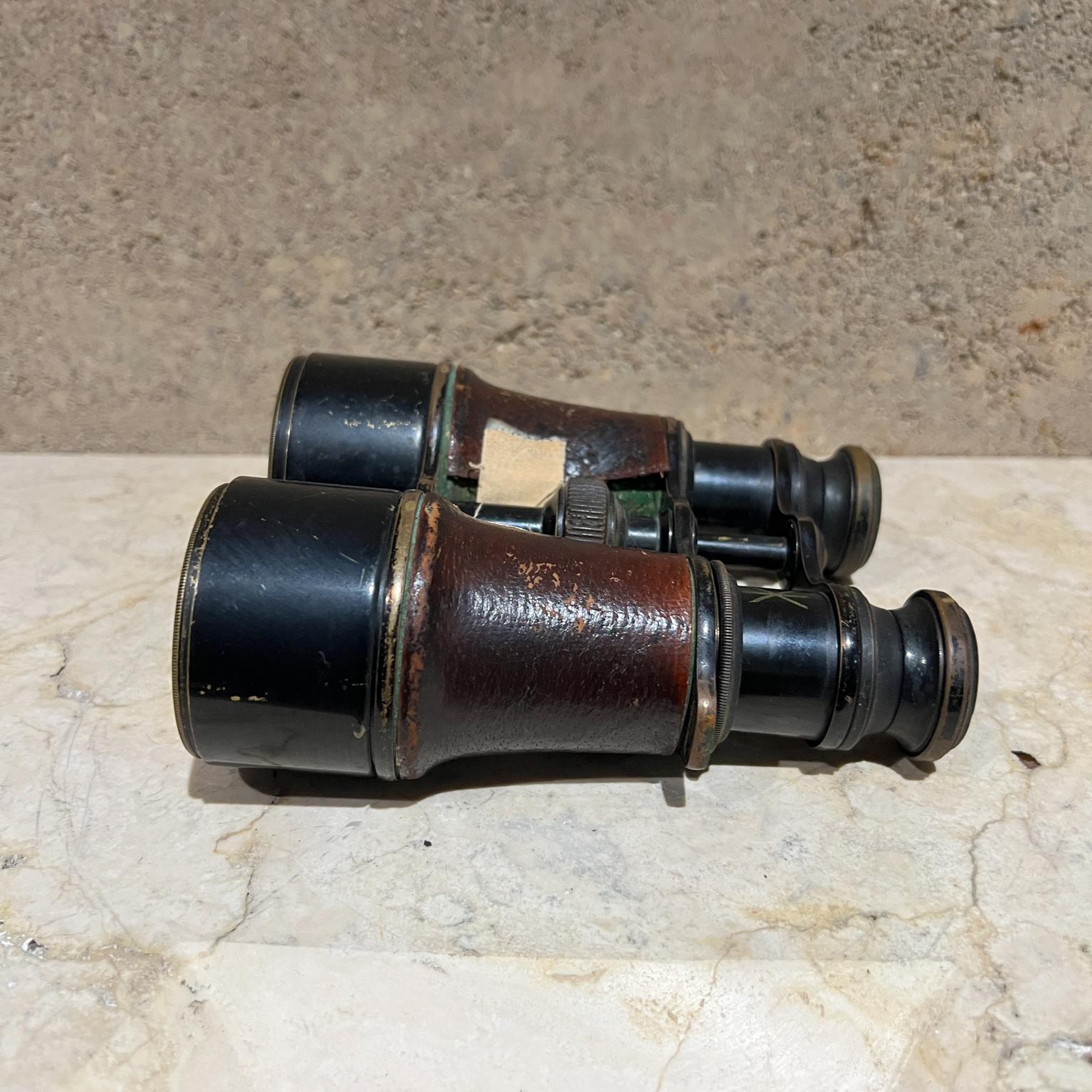 19th Century Antique French Field Binoculars Brass Leather Wrap Le Maire For Sale