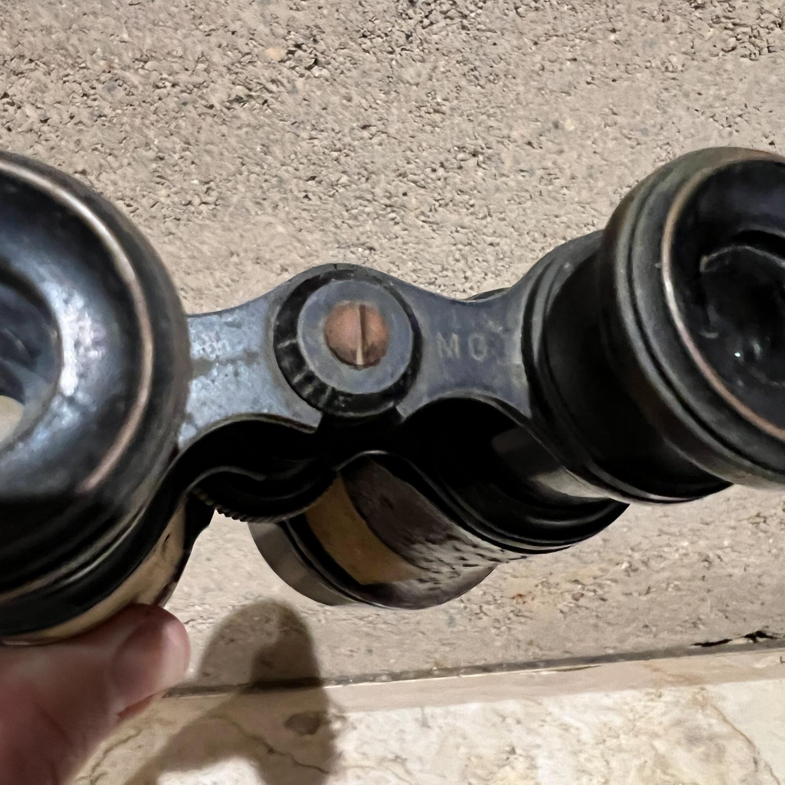 Antique French Field Binoculars Brass Leather Wrap Le Maire For Sale 4