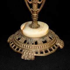 Antique French Figural Art Nouveau Onyx and Bronze Smoking Stand, circa 1910