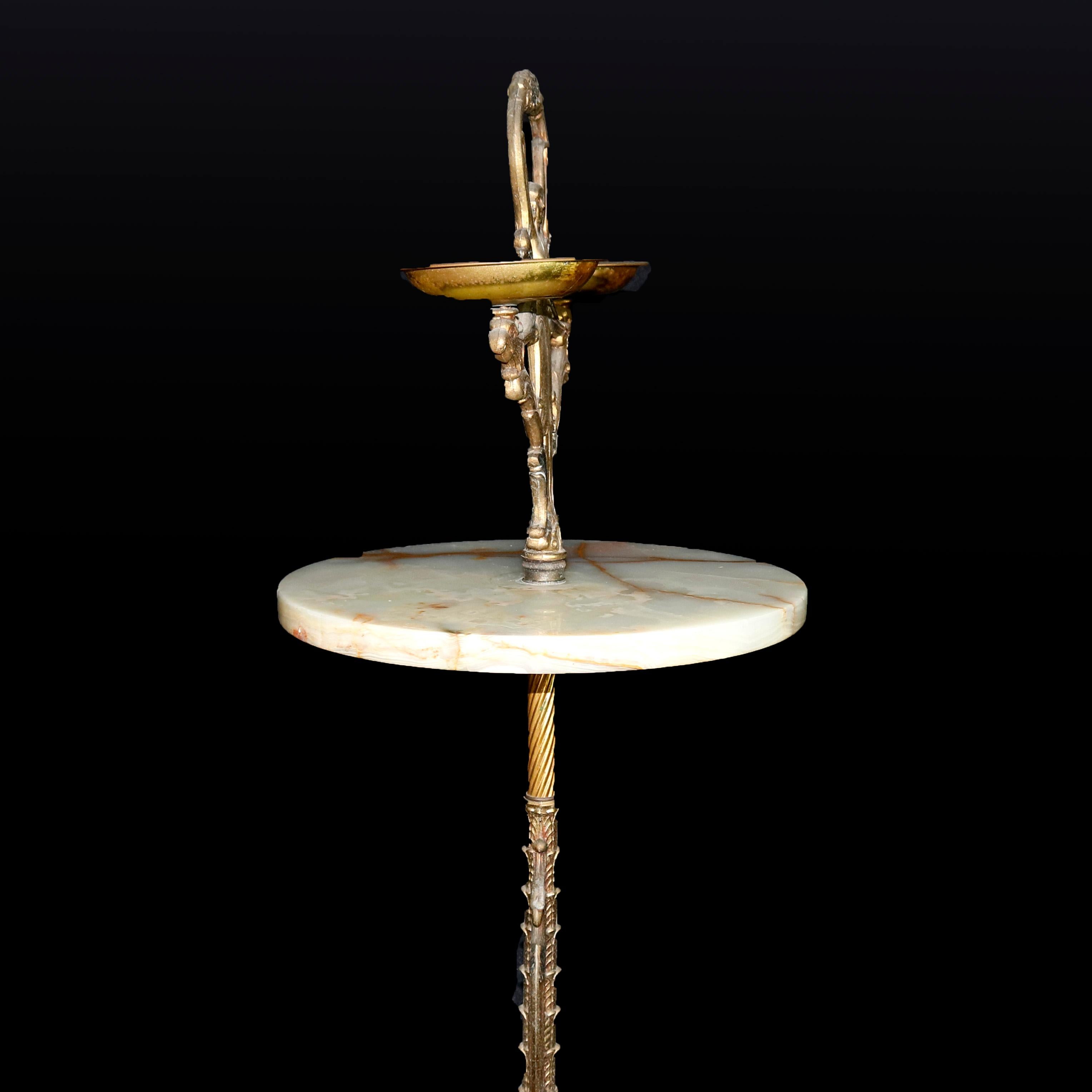 20th Century Antique French Figural Art Nouveau Onyx and Bronze Smoking Stand, circa 1910
