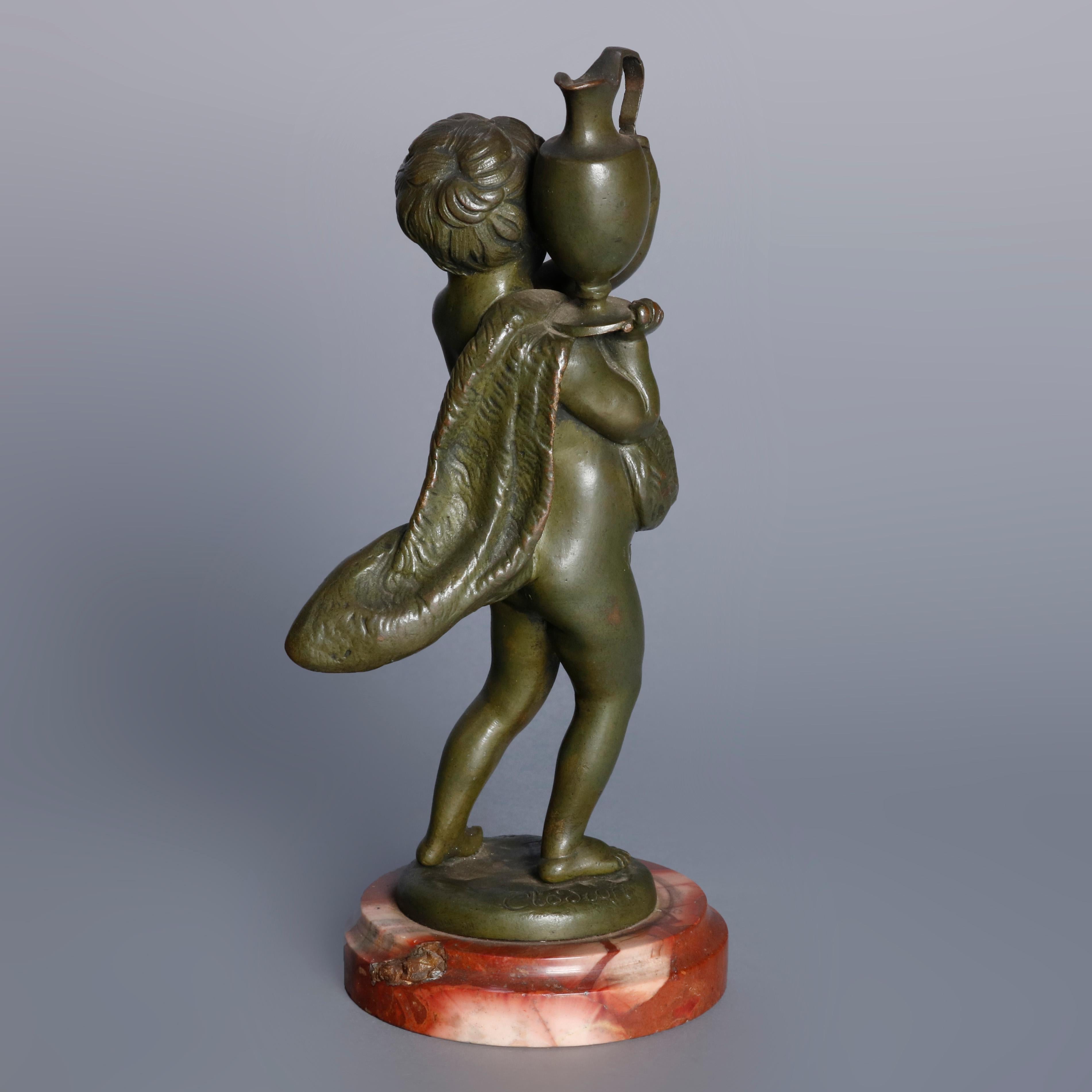 Cast Antique French Figural Classical Cherub Bronze Sculpture, circa 1890