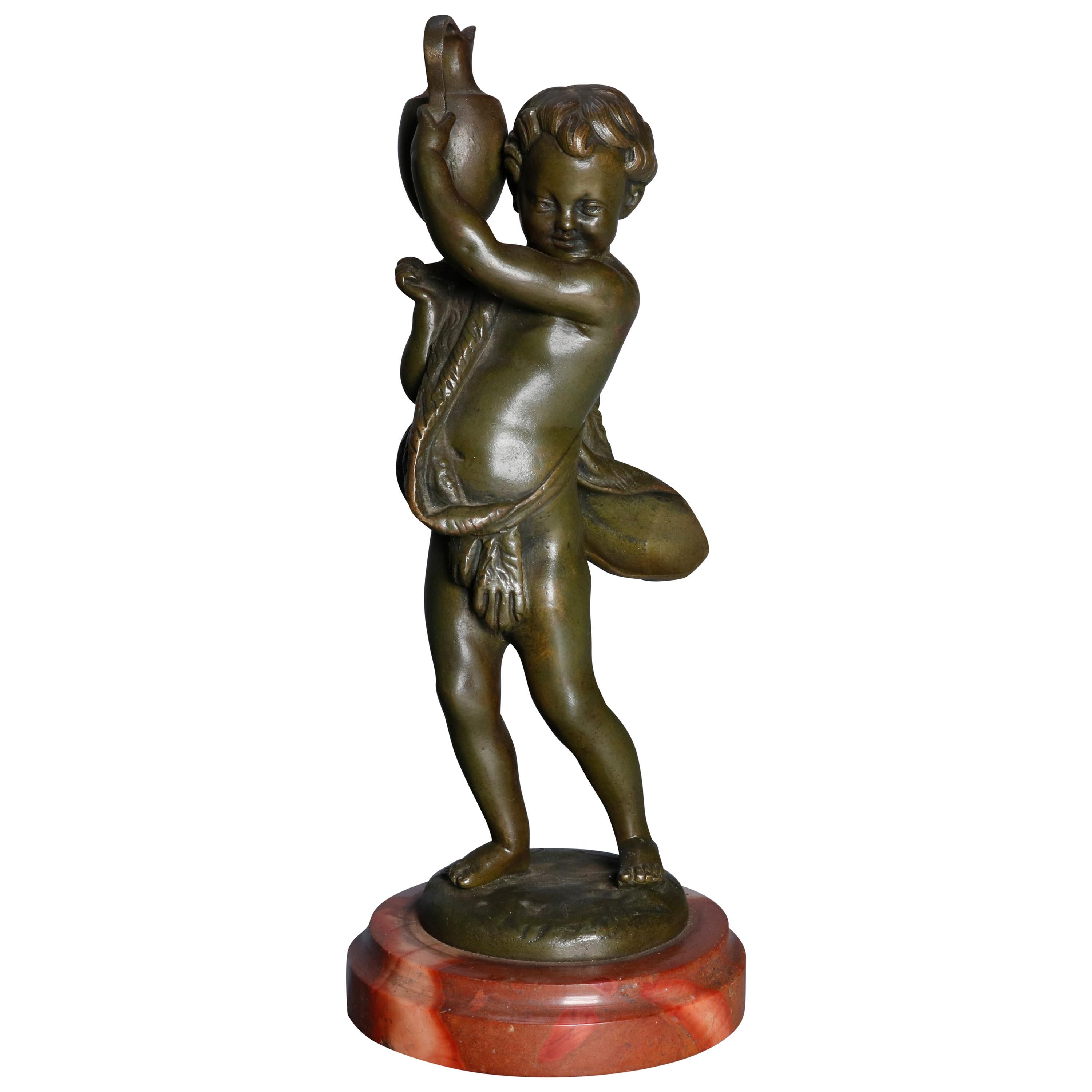 Antique French Figural Classical Cherub Bronze Sculpture, circa 1890
