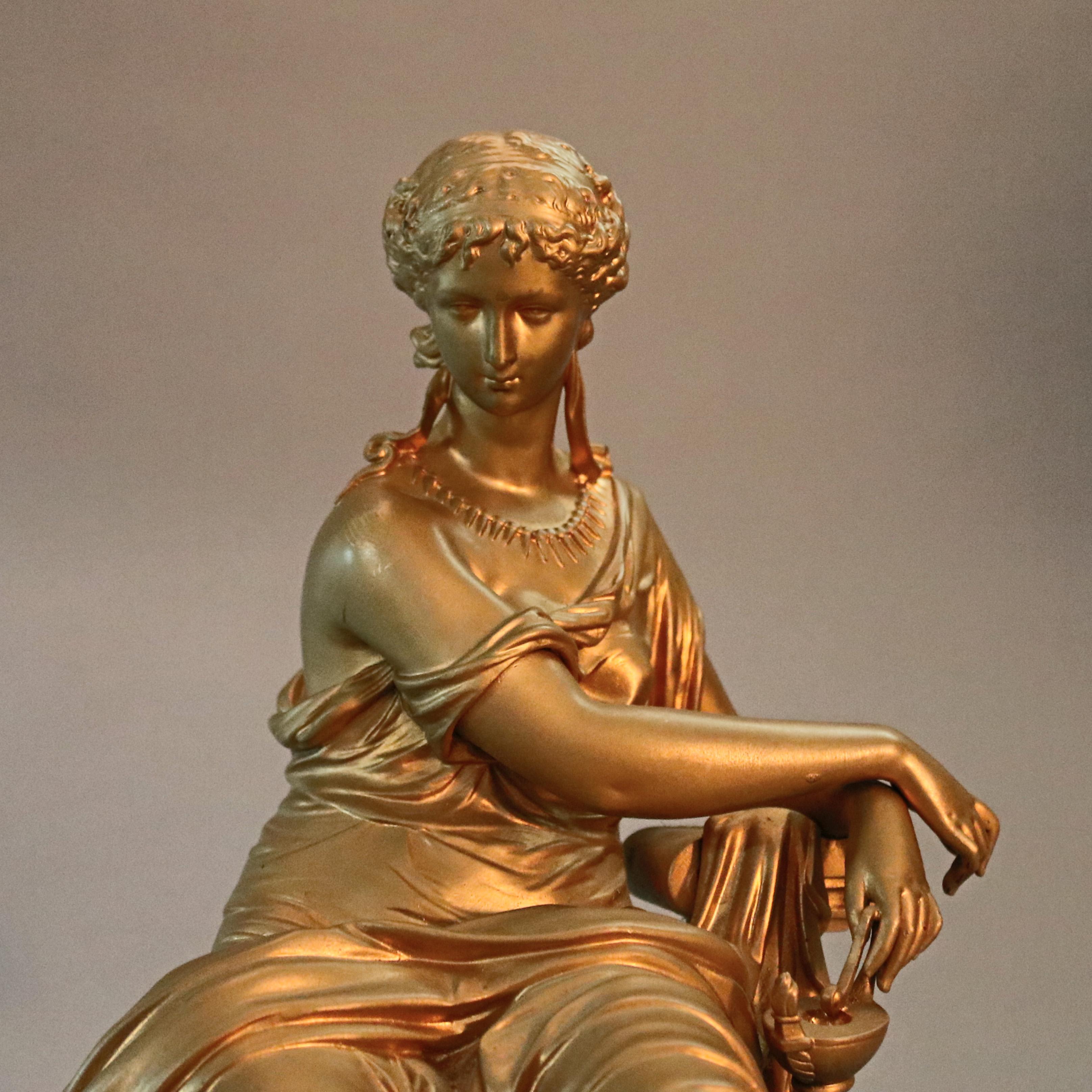 19th Century Antique French Figural Gilt Bronze Sculpture of Classical Woman, circa 1890