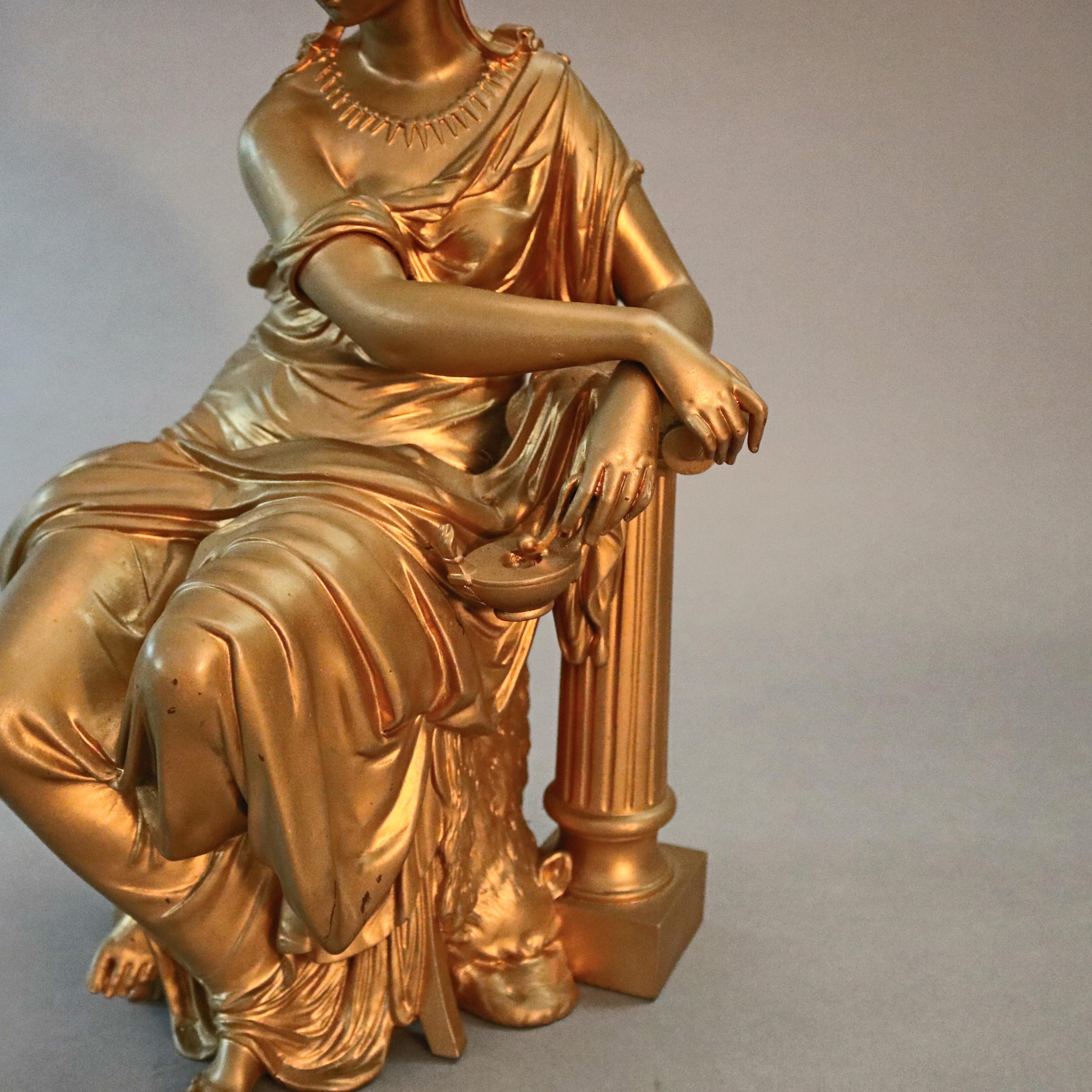 Antique French Figural Gilt Bronze Sculpture of Classical Woman, circa 1890 1